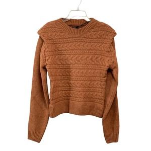 Blank NYC Cry Me A River Horizontal Cable Crewneck Light Rust Sweater NWT Size L